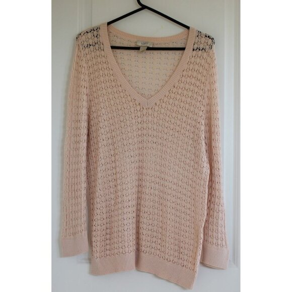 LOFT Other - Loft Womens Swim Swimsuit Cover Up Large Long Sleeve Open Knit Crochet Peach